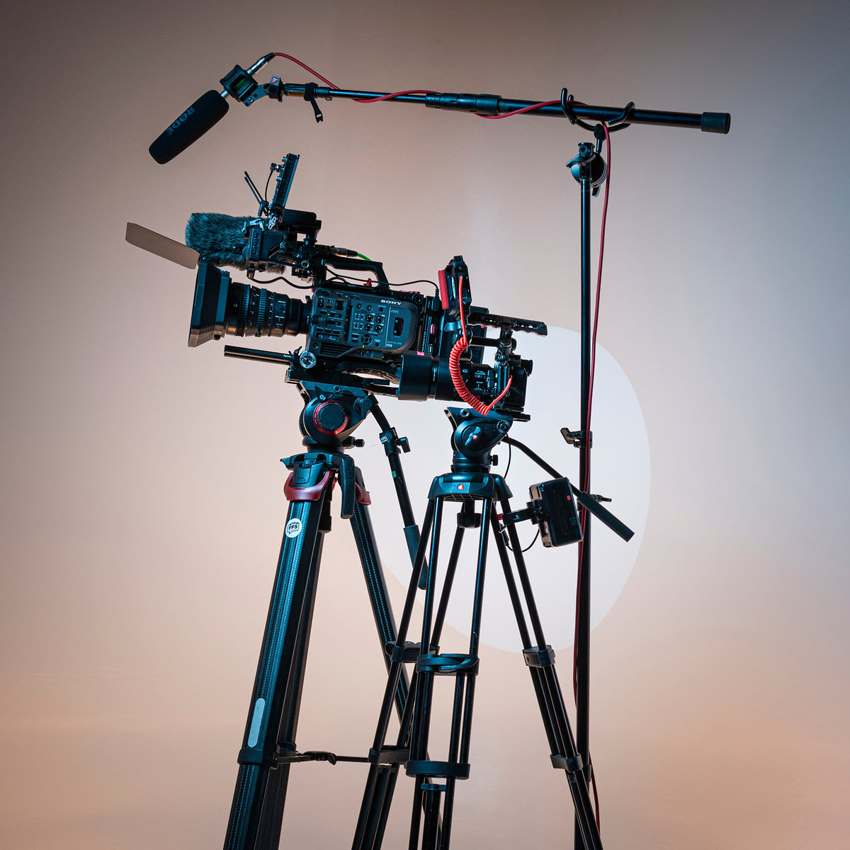 Seven Studios Sony FX9 cinema camera rig with boom microphone