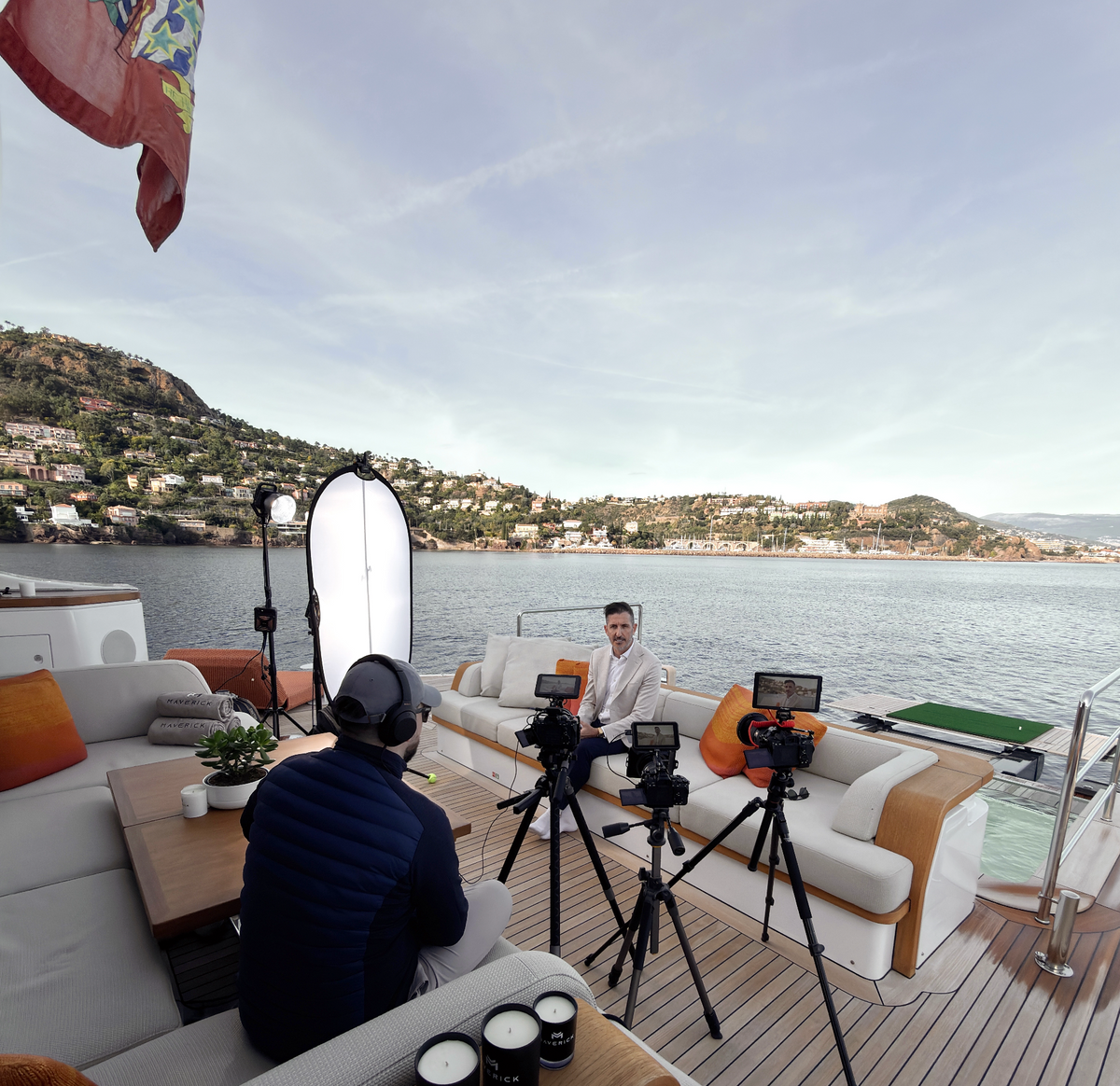 Behind the scenes: Seven Studios filming a multi-camera interview on board a superyacht